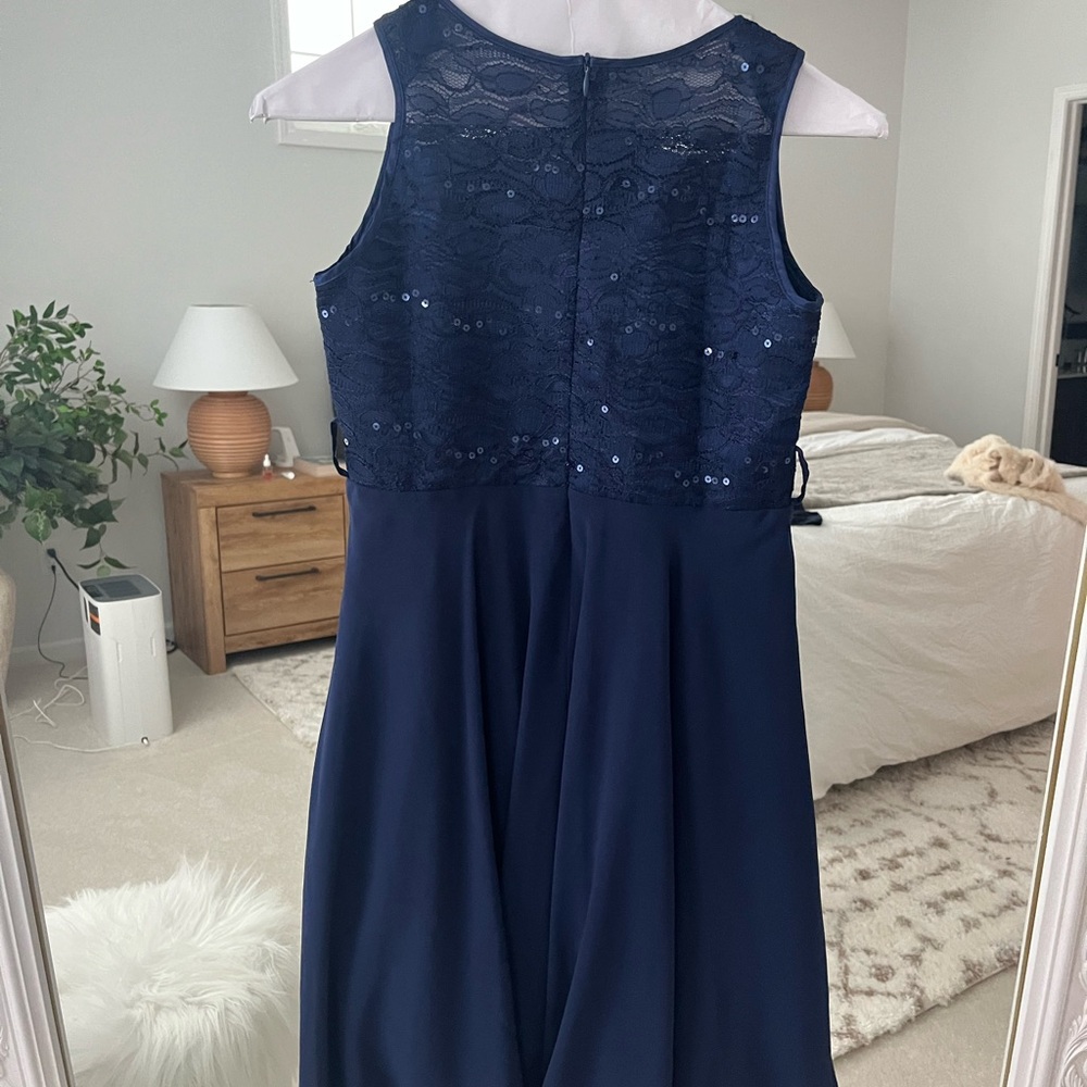 Elegant Navy Blue Lace Dress